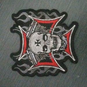 Flamed Iron Cross Skull patch